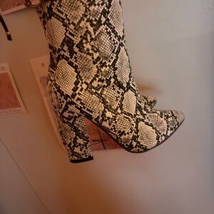 Black Diamond Snakeskin Heeled Boots